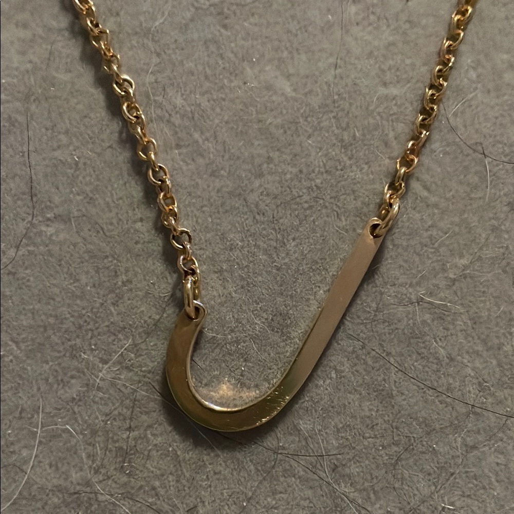Gold over silver letter J necklace  Italy hallmark